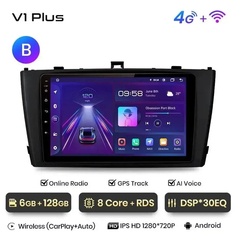Radio Android do Toyota Avensis T27 (2008-2015) CarPlay Android Auto 4G WiFi GPS DSP