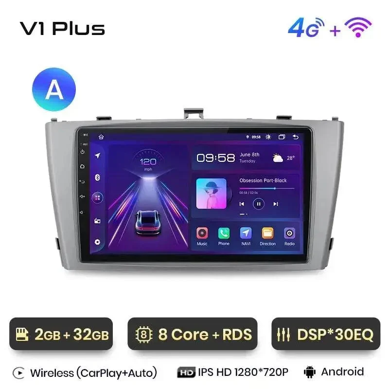 Radio Android do Toyota Avensis T27 (2008-2015) CarPlay Android Auto 4G WiFi GPS DSP
