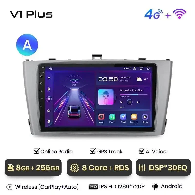 Radio Android do Toyota Avensis T27 (2008-2015) CarPlay Android Auto 4G WiFi GPS DSP
