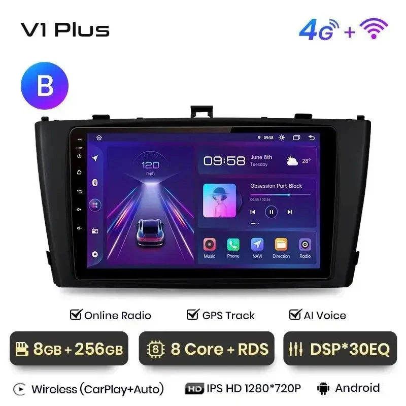 Radio Android do Toyota Avensis T27 (2008-2015) CarPlay Android Auto 4G WiFi GPS DSP