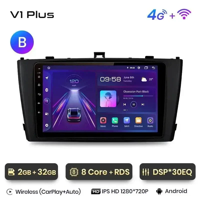 Radio Android do Toyota Avensis T27 (2008-2015) CarPlay Android Auto 4G WiFi GPS DSP