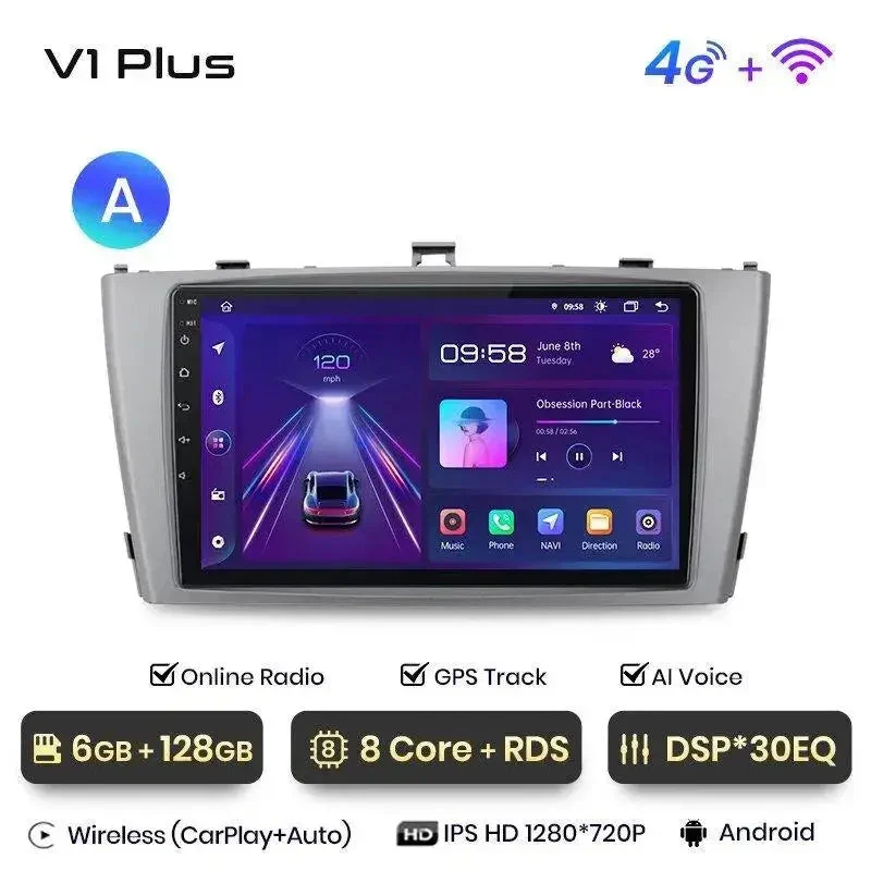 Radio Android do Toyota Avensis T27 (2008-2015) CarPlay Android Auto 4G WiFi GPS DSP