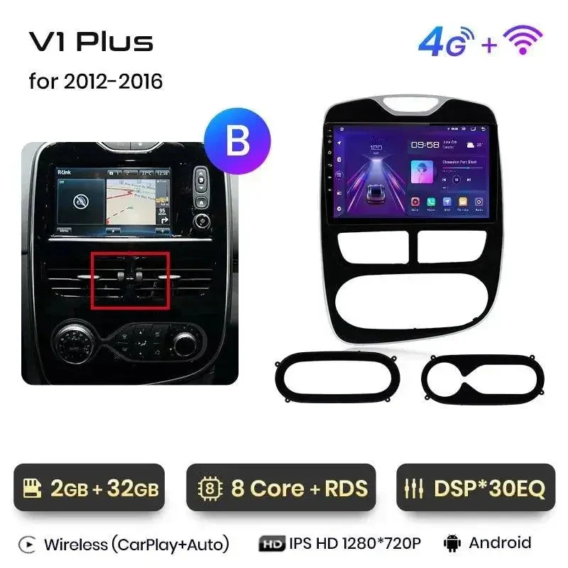 Radio Android do Renault Clio IV (2016-2019) CarPlay Android Auto 4G WiFi GPS DSP