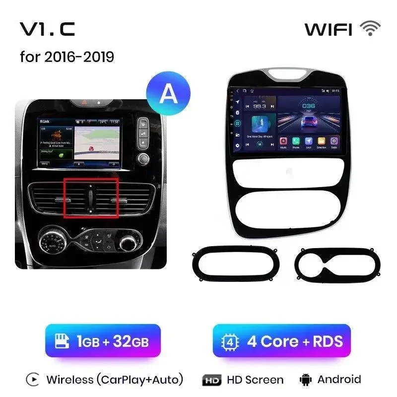 Radio Android do Renault Clio IV (2016-2019) CarPlay Android Auto 4G WiFi GPS DSP