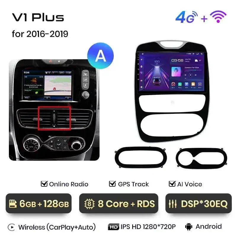 Radio Android do Renault Clio IV (2016-2019) CarPlay Android Auto 4G WiFi GPS DSP