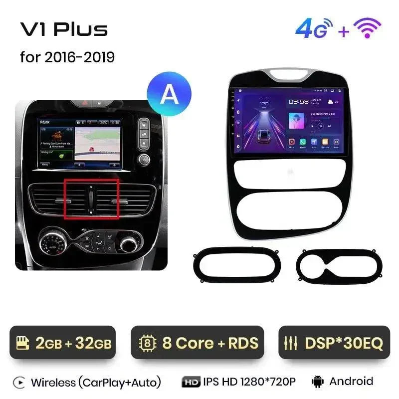 Radio Android do Renault Clio IV (2016-2019) CarPlay Android Auto 4G WiFi GPS DSP