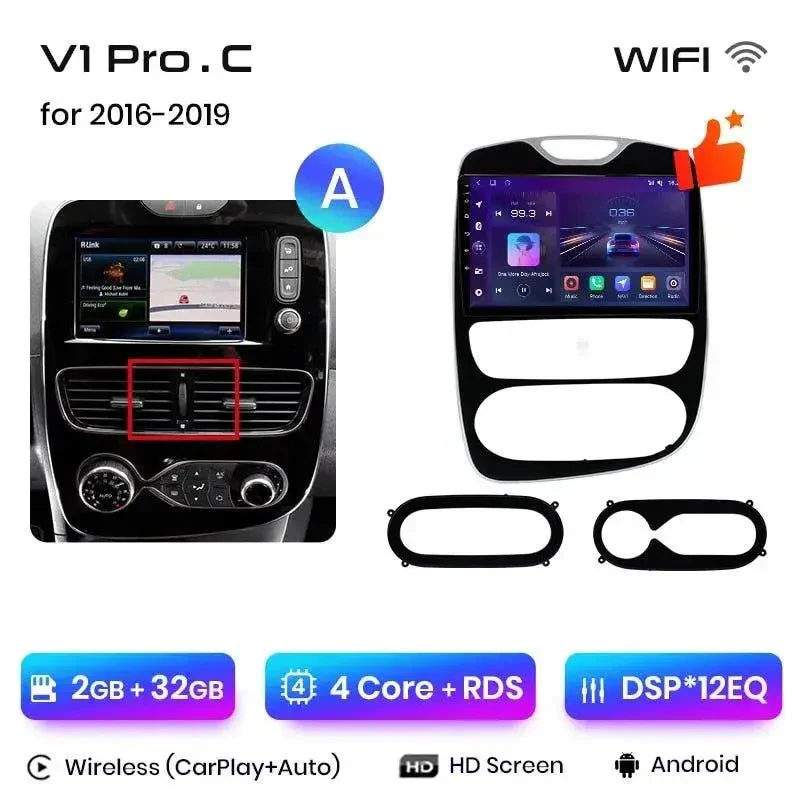 Radio Android do Renault Clio IV (2016-2019) CarPlay Android Auto 4G WiFi GPS DSP