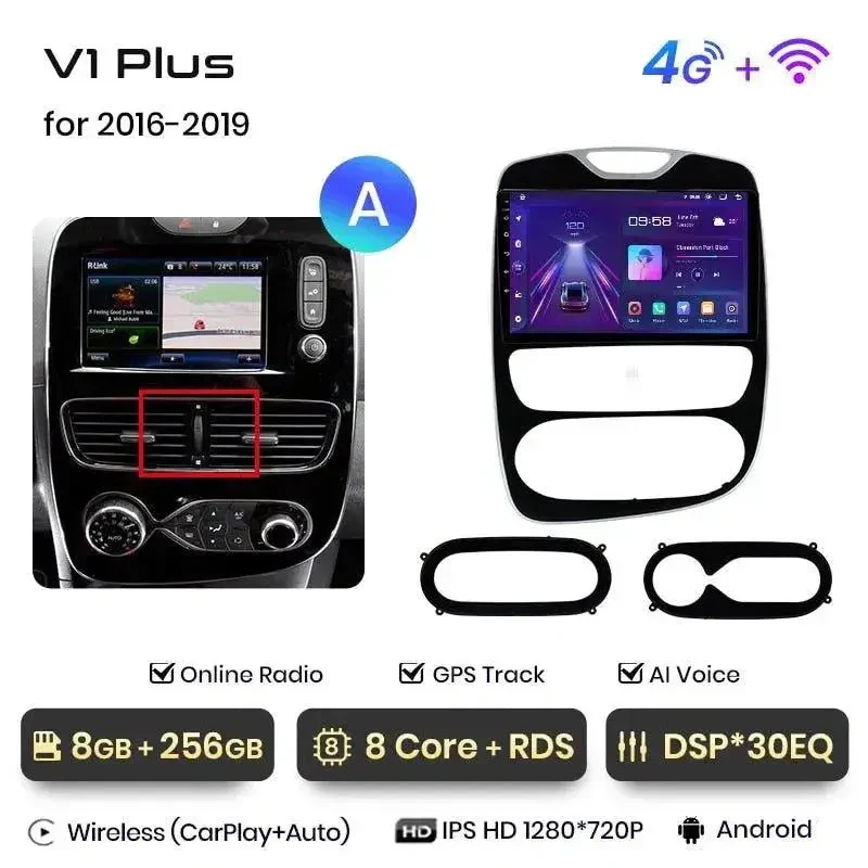Radio Android do Renault Clio IV (2016-2019) CarPlay Android Auto 4G WiFi GPS DSP