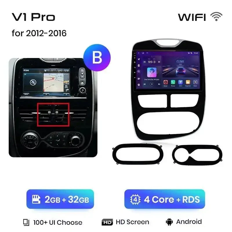 Radio Android do Renault Clio IV (2016-2019) CarPlay Android Auto 4G WiFi GPS DSP