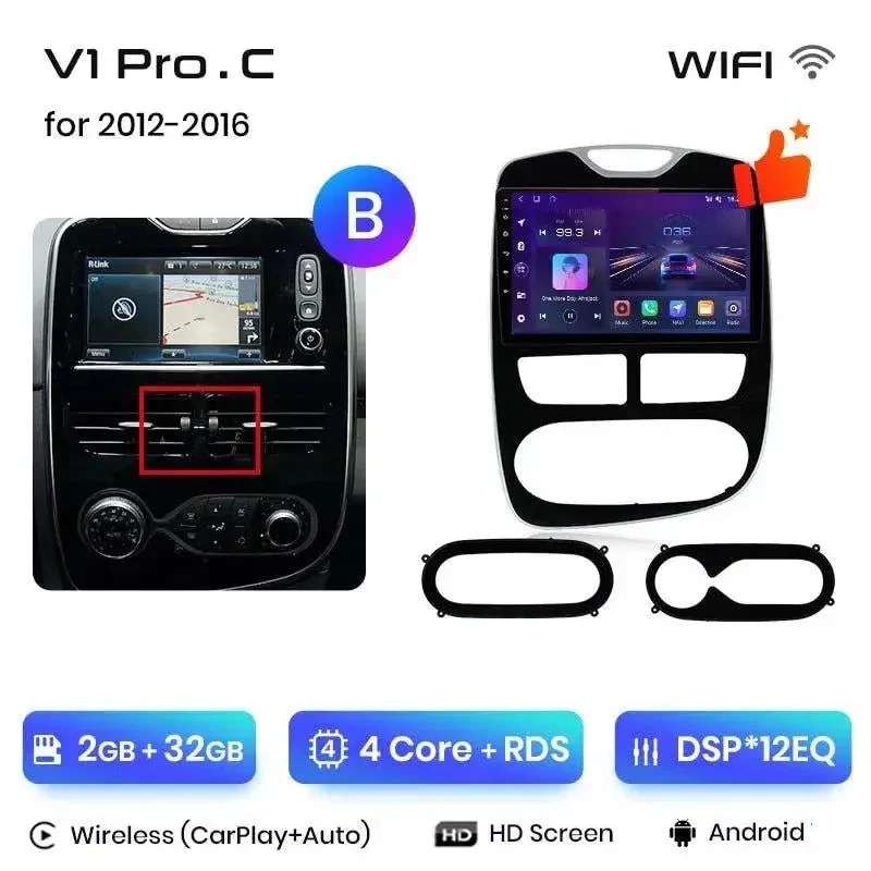 Radio Android do Renault Clio IV (2016-2019) CarPlay Android Auto 4G WiFi GPS DSP