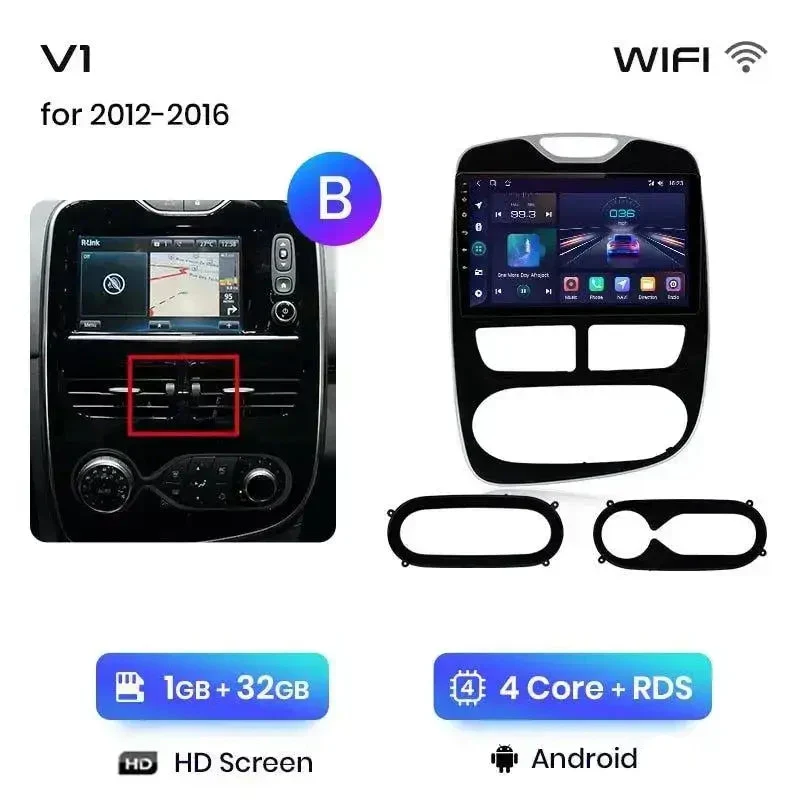 Radio Android do Renault Clio IV (2016-2019) CarPlay Android Auto 4G WiFi GPS DSP