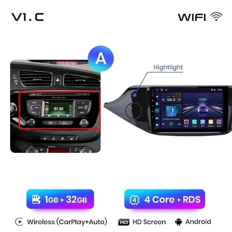 Radio Android do KIA Ceed (2012-2018) CarPlay Android Auto 4G WiFi GPS DSP