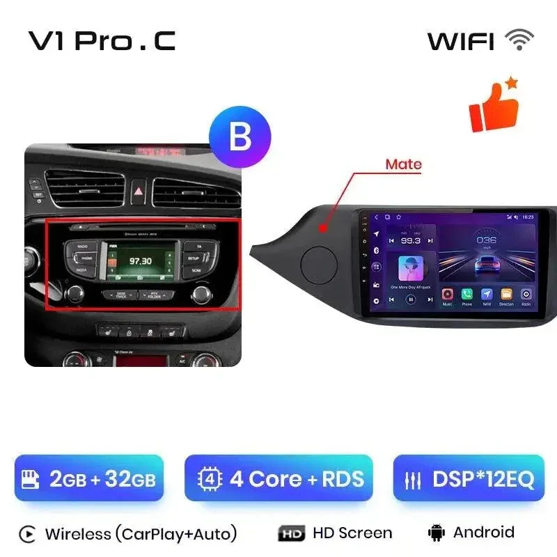 Radio Android do KIA Ceed (2012-2018) CarPlay Android Auto 4G WiFi GPS DSP