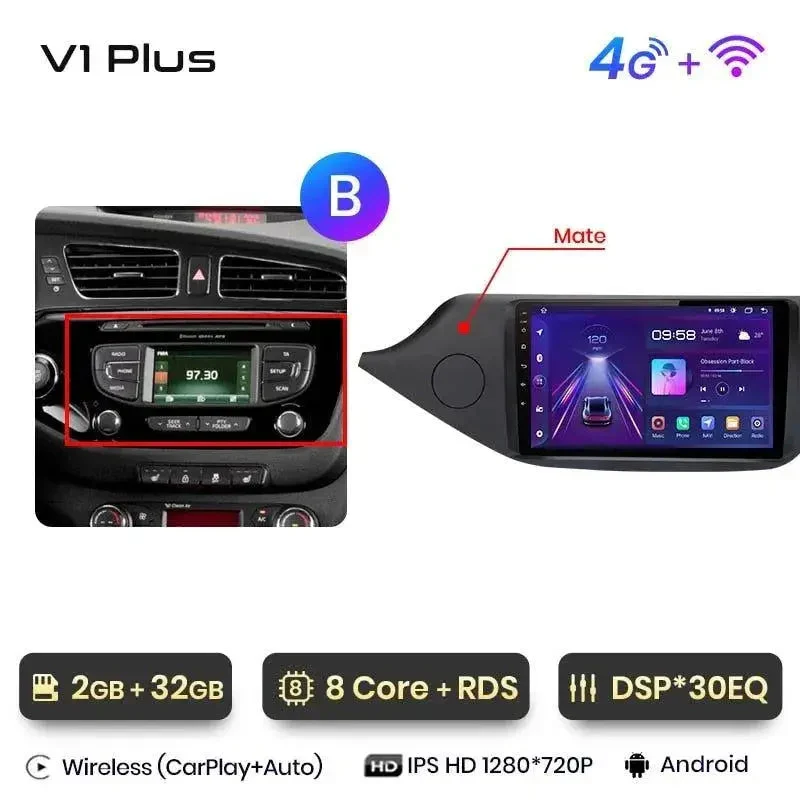 Radio Android do KIA Ceed (2012-2018) CarPlay Android Auto 4G WiFi GPS DSP