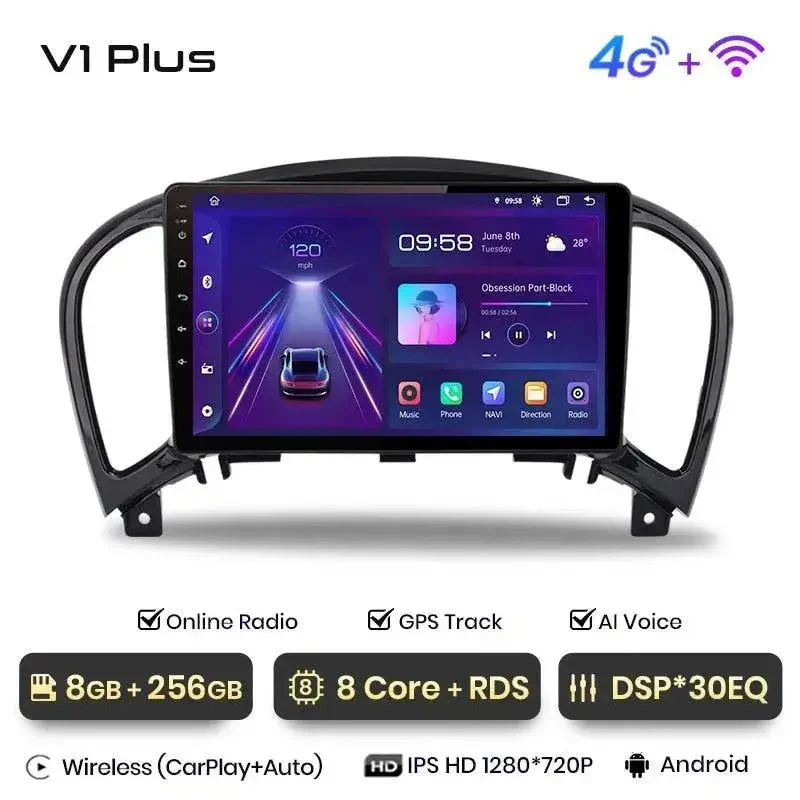 Radio Android do Nissan Juke (2010-2014) CarPlay Android Auto 4G WiFi GPS DSP