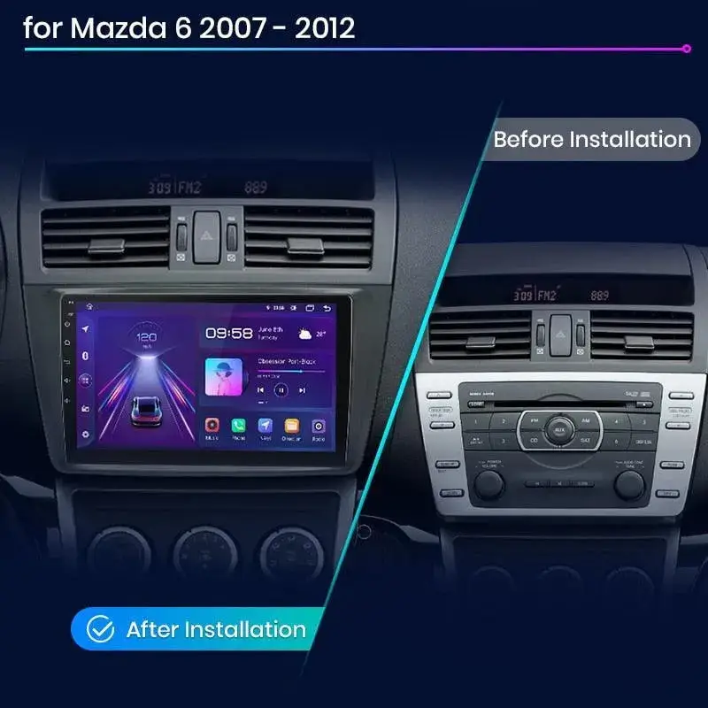 Radio Android do Mazda 6 GH (2007-2012) CarPlay Android Auto 4G WiFi GPS DSP