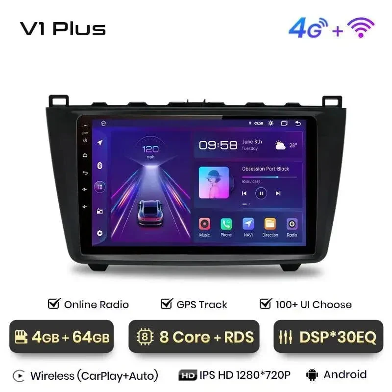 Radio Android do Mazda 6 GH (2007-2012) CarPlay Android Auto 4G WiFi GPS DSP