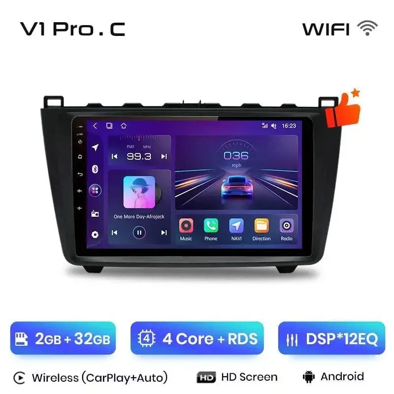 Radio Android do Mazda 6 GH (2007-2012) CarPlay Android Auto 4G WiFi GPS DSP