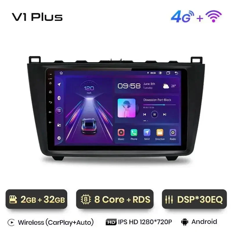 Radio Android do Mazda 6 GH (2007-2012) CarPlay Android Auto 4G WiFi GPS DSP