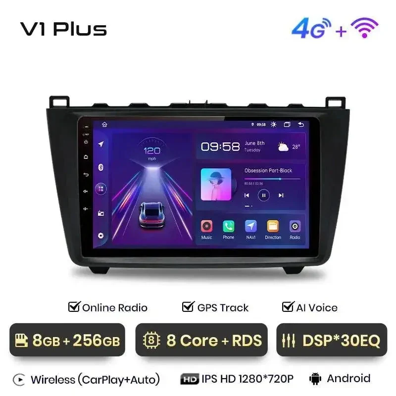 Radio Android do Mazda 6 GH (2007-2012) CarPlay Android Auto 4G WiFi GPS DSP