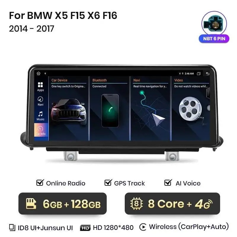 Radio Android do BMW X5 F15 X6 F16 Dedykowany (2014-2017) CarPlay Android Auto 4G WiFi GPS DSP Ekran