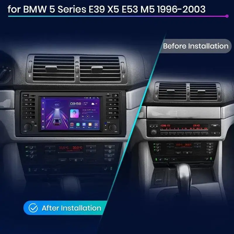Radio Android do BMW Serii 5 E39 X5 E53 Multimedialne (1996-2006) CarPlay Android Auto 4G WiFi GPS DSP
