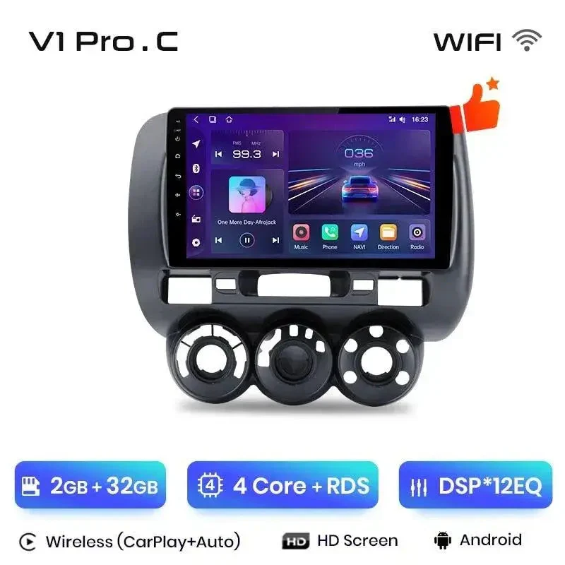 Radio Android do Honda Fit Jazz City (2002-2007) CarPlay Android Auto 4G WiFi GPS DSP