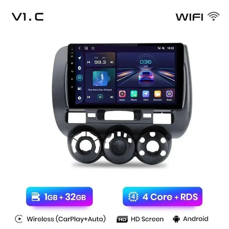 Radio Android do Honda Fit Jazz City (2002-2007) CarPlay Android Auto 4G WiFi GPS DSP