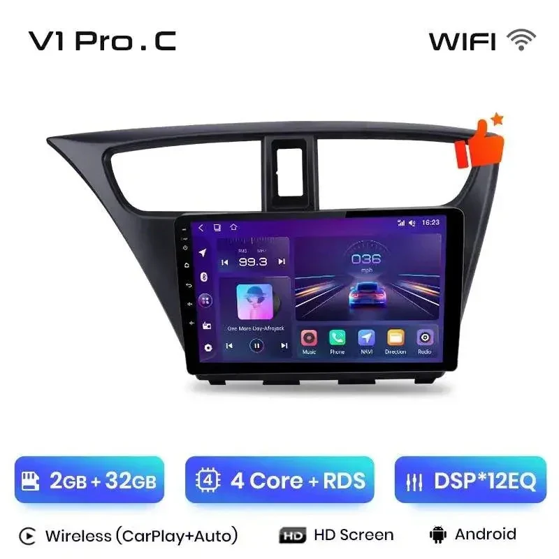 Radio Android do Honda Civic IX (2012-2017) CarPlay Android Auto 4G WiFi GPS DSP