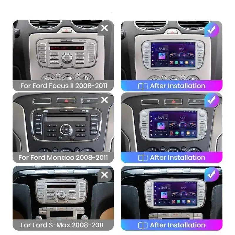 Radio Android do Ford Focus S-Max Mondeo Galaxy C-Max Kuga Multimedialne CarPlay Android Auto 4G WiFi GPS DSP