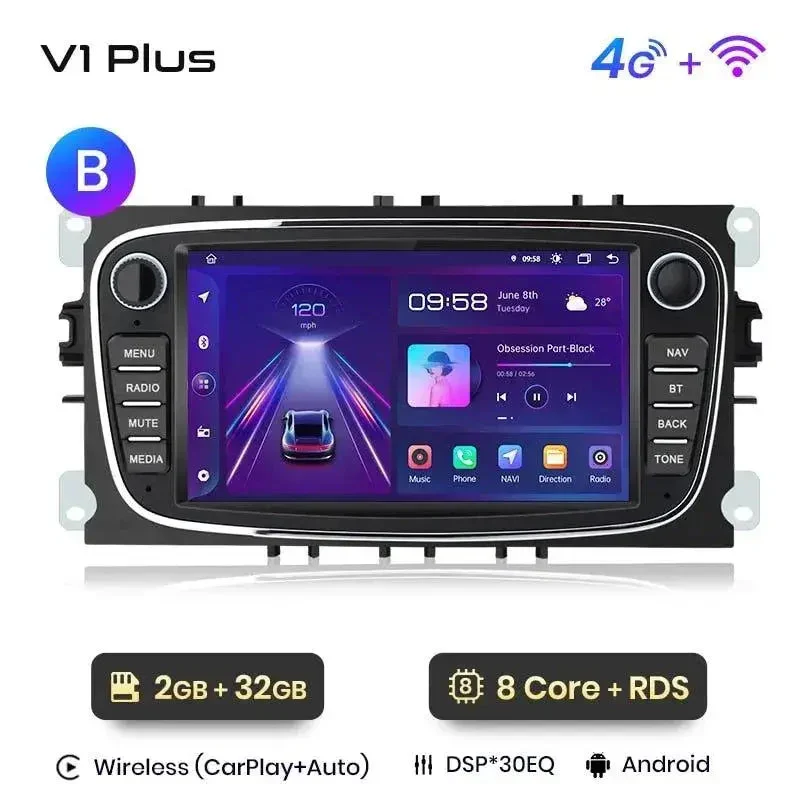 Radio Android do Ford Focus S-Max Mondeo Galaxy C-Max Kuga Multimedialne CarPlay Android Auto 4G WiFi GPS DSP