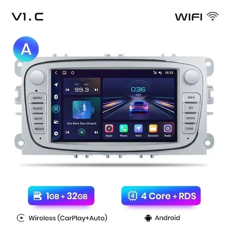 Radio Android do Ford Focus S-Max Mondeo Galaxy C-Max Kuga Multimedialne CarPlay Android Auto 4G WiFi GPS DSP